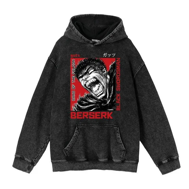 HAI Customizable Retro Washed Hoodies 100% Cotton Tops Black Acid Vintage Hooded Sweatshirts Oversize Hip Hop Male Pullover