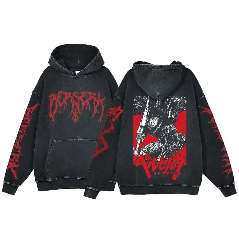 HAI Customizable Retro Washed Hoodies 100% Cotton Tops Black Acid Vintage Hooded Sweatshirts Oversize Hip Hop Male Pullover