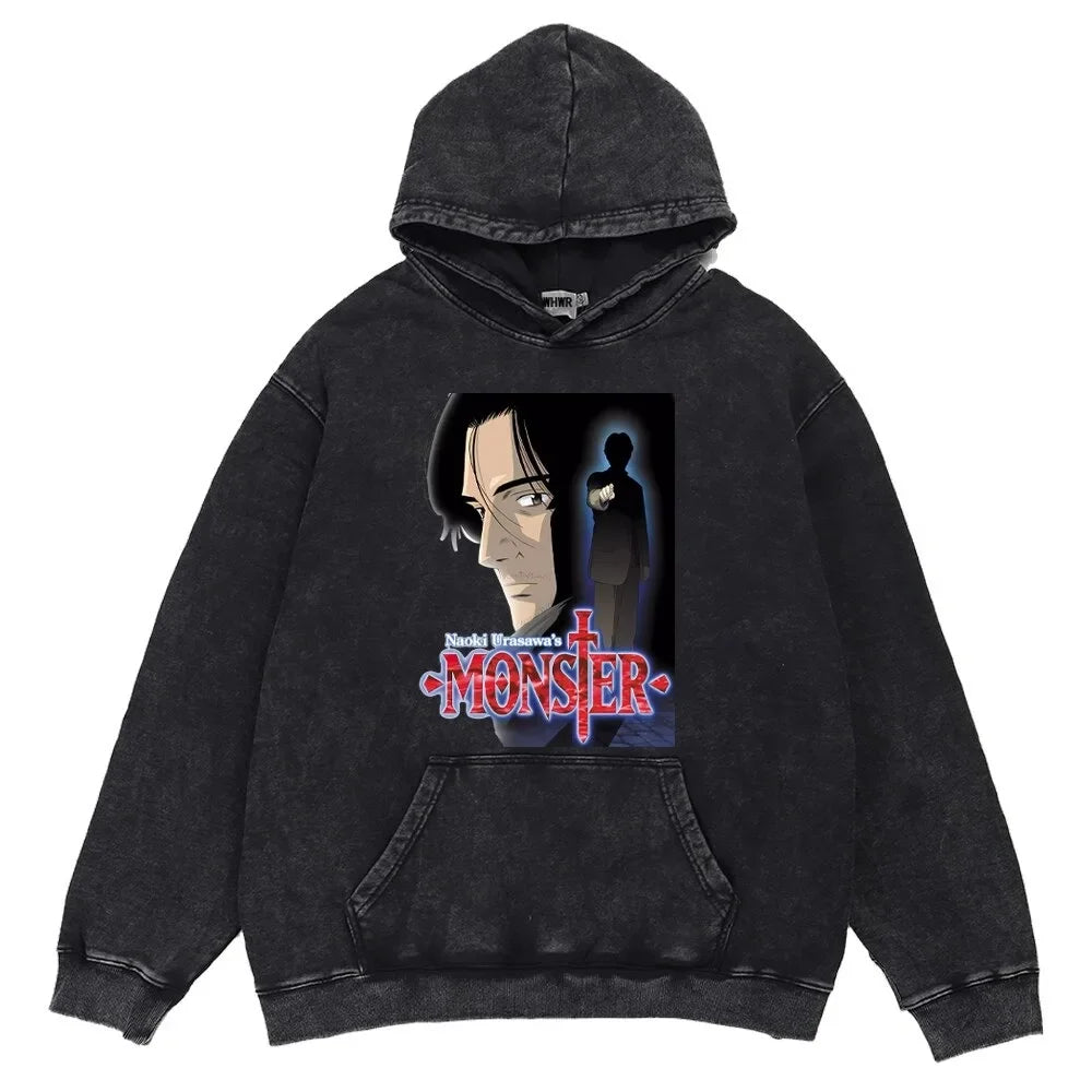 HAI Customizable Retro Washed Hoodies 100% Cotton Tops Black Acid Vintage Hooded Sweatshirts Oversize Hip Hop Male Pullover