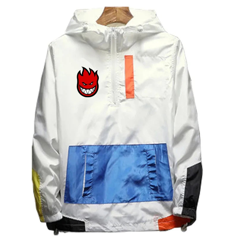 Ripper Spitfire Hip Hop Zombie Design Spitfire Wheels Jacket Zipper Hooded Bomber Jakcet Patchwork Men's Coat Sweatshirt Hoodies