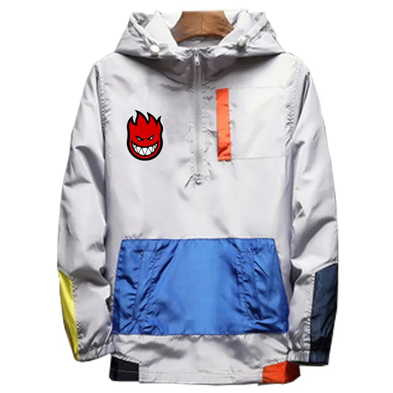 Ripper Spitfire Hip Hop Zombie Design Spitfire Wheels Jacket Zipper Hooded Bomber Jakcet Patchwork Men's Coat Sweatshirt Hoodies