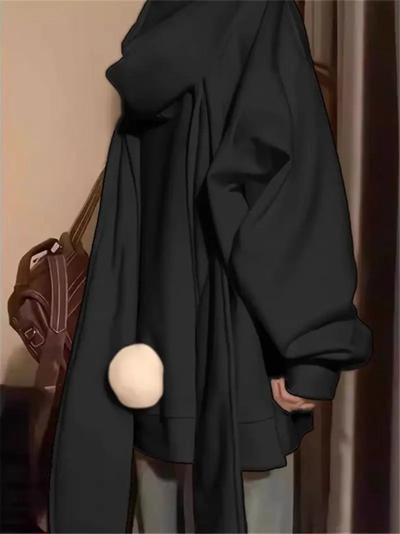 Y2K Style Fashion Rabbit Oversized Zip-up Hoodies 2025 Autumn Kawaii Bunny Big Extra Ears Hoodie Long Sleeve Hooded Sweatshirt