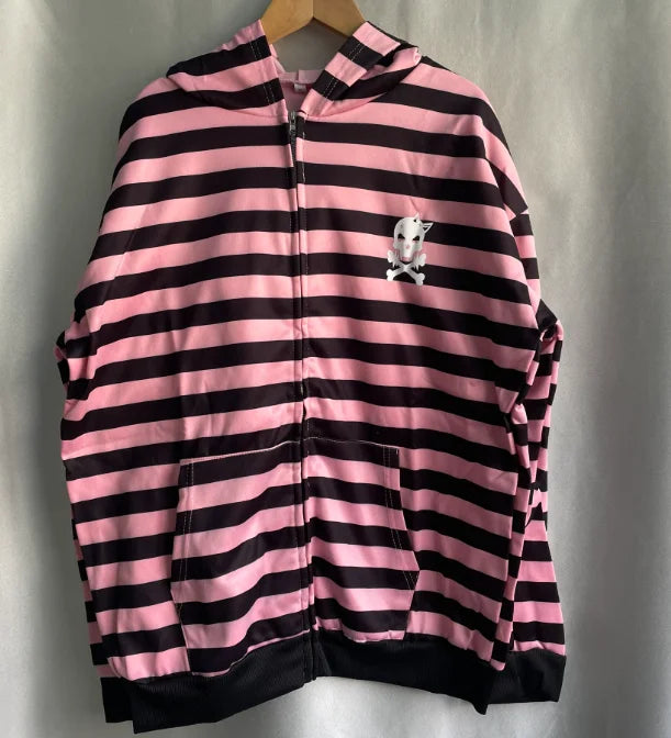 Streetwear Women Hoodies Y2k Tops 2025 Ropa Mujer Fashion Striped Hooded Sweatshirts Jackets Skull Casual Fashion Goth Hoodie