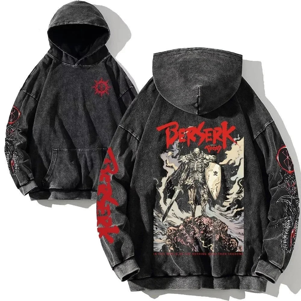 HAI Customizable Retro Washed Hoodies 100% Cotton Tops Black Acid Vintage Hooded Sweatshirts Oversize Hip Hop Male Pullover