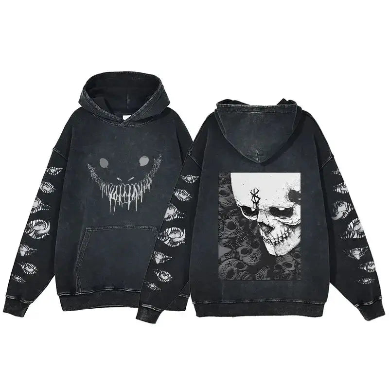 HAI Customizable Retro Washed Hoodies 100% Cotton Tops Black Acid Vintage Hooded Sweatshirts Oversize Hip Hop Male Pullover