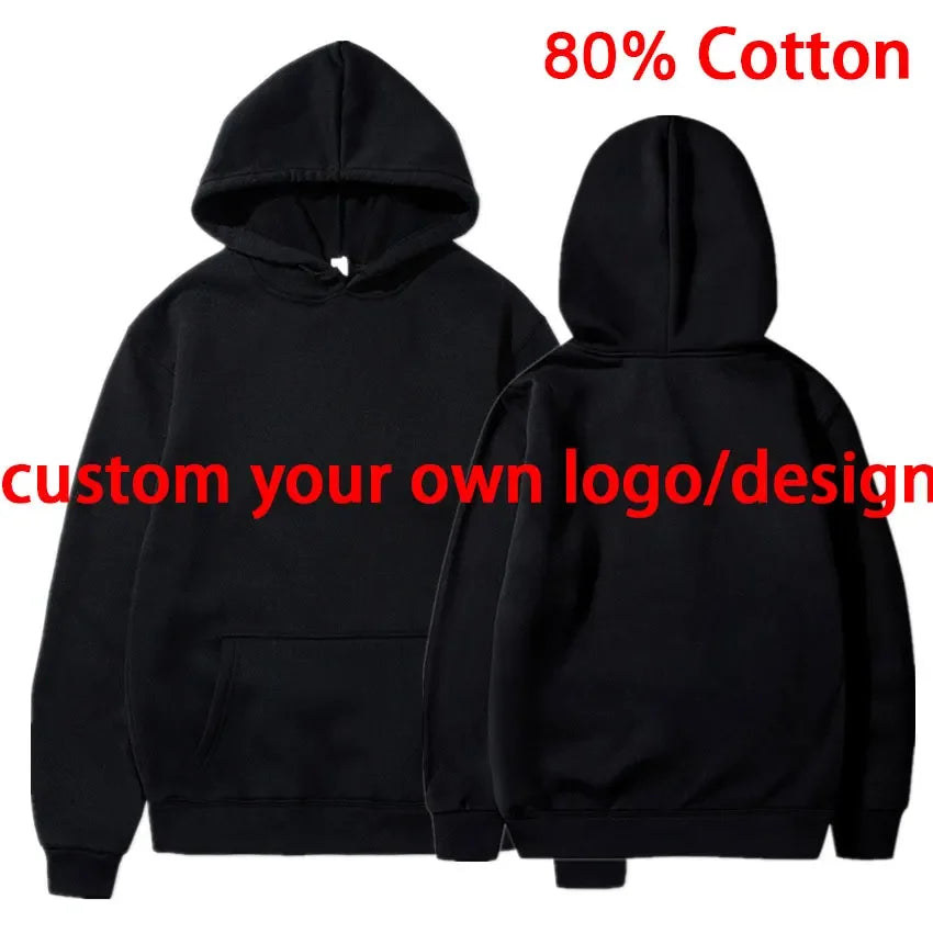 HAI Customizable Retro Washed Hoodies 100% Cotton Tops Black Acid Vintage Hooded Sweatshirts Oversize Hip Hop Male Pullover