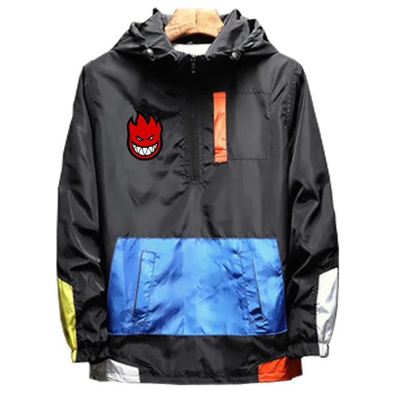Ripper Spitfire Hip Hop Zombie Design Spitfire Wheels Jacket Zipper Hooded Bomber Jakcet Patchwork Men's Coat Sweatshirt Hoodies