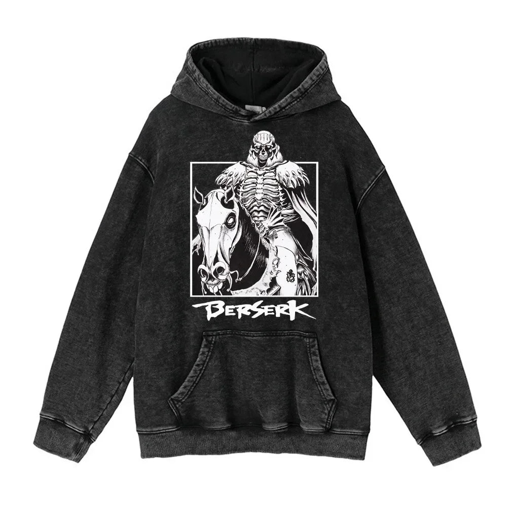HAI Customizable Retro Washed Hoodies 100% Cotton Tops Black Acid Vintage Hooded Sweatshirts Oversize Hip Hop Male Pullover